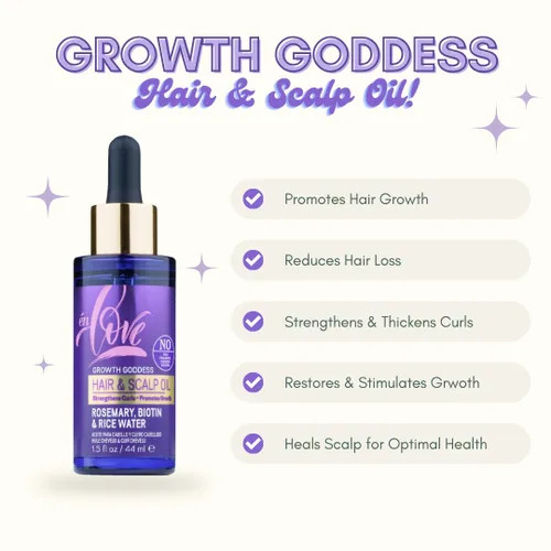Miniatura 2 de Growth Goddess - Aceite para el cabello y el cuero cabelludo, con romero, biotina, agua de arroz orgánica y aceite de ricino negro jamaicano