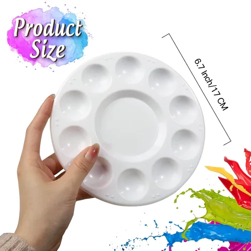 Miniatura 2 de FANDAMEI Paletas de Bandeja de Pintura Redondas Blancas, Bandeja de Paleta de Pintura, Paleta de Bandeja de Pintura de Plástico, Paletas de Pintura