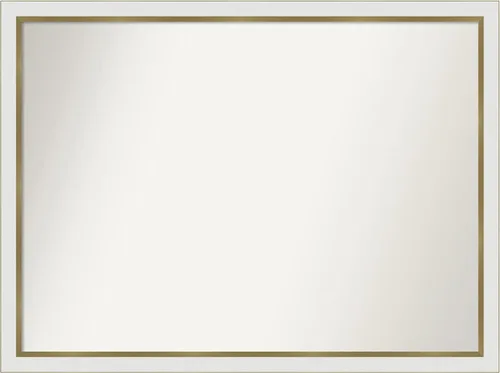 Miniatura 252 de Amanti Art Espejo de baño blanco para sobre el fregadero, 30 x 35 pulgadas, espejo de tocador rectangular estrecho de Eva de oro blanco, marco