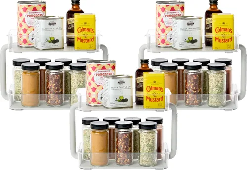 Miniatura 7 de madesmart Organizador de especias escalonado, 8 tarros para artículos esenciales de cocina, almacenamiento vertical para sal, pimienta, cayena, Gris