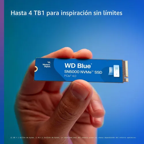 Miniatura 3 de Western Digital 1TB WD Blue SN5000 NVMe - Unidad de estado sólido interna SSD - PCIe Gen 4.0, M.2 2280, hasta 5,150 MB/s - WDS100T4B0E