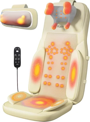 Rainwolf Almohada Masajeadora Shiatsu para Cuello y Espalda con Calor - Cojín Masajeador de Tejido Profundo 4D para Alivio de la Tensión, Intensidad