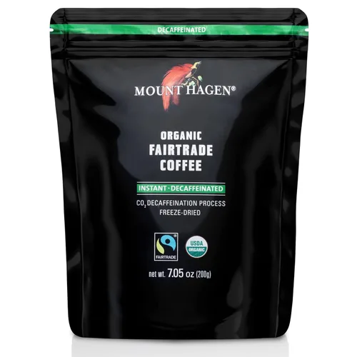 Miniatura 4 de Mount Hagen Tarro + bolsa resellable descafeinado orgánico liofilizado café instantáneo - Paquete combinado Granos arábica de tostado medio