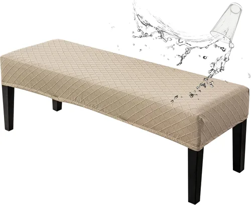 Miniatura 26 de Genina Fundas impermeables para banco de comedor, protector de asiento de banco de jacquard elástico, funda de banco rectangular para dormitorios