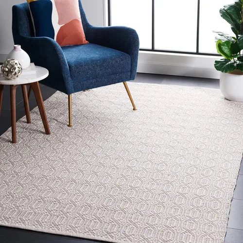Miniatura 11 de SAFAVIEH Colección Montauk - Alfombra decorativa de 3 x 5 pies, color marfil y azul marino, tejido plano bohemio hecho a mano, de algodón, ideal