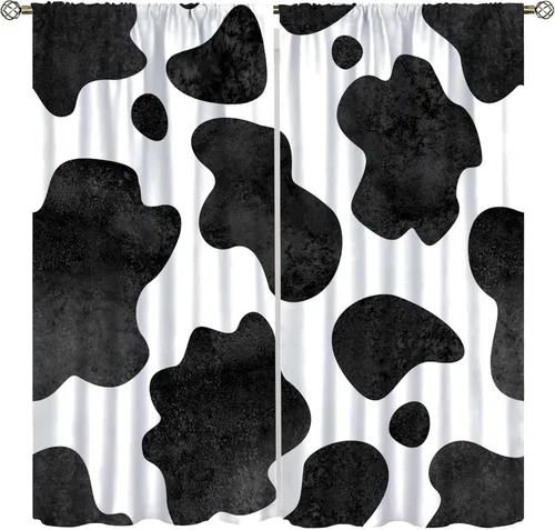 Miniatura 16 de YCness Cortinas con estampado de vaca, cortinas de piel de vaca, piel de animal marrón, estampado de vaca occidental, granja rústica, tratamientos