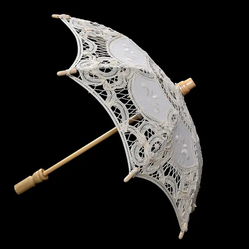 Miniatura 7 de TOPINCN Bridal Umbrella Wedding Umbrella Lace for Lace Umbrella Prop Banquet Umbrella Racks (beige trumpet)
