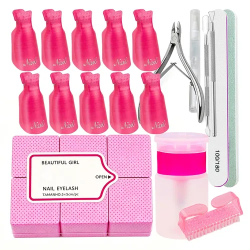 300 toallitas de uñas sin pelusa con clips de remojo de uñas, kit removedor de esmalte de uñas con clips acrílicos para quitar uñas, dispensador de