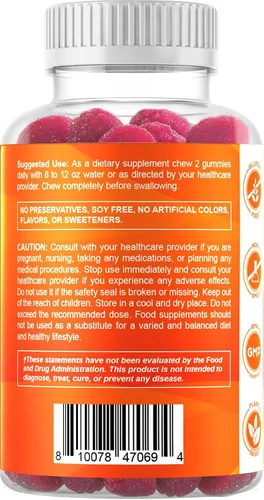 Miniatura 8 de Vitamatic Gomitas de magnesio de 600 mg por porción, 60 veganas para relajación, músculos, huesos y apoyo energético
