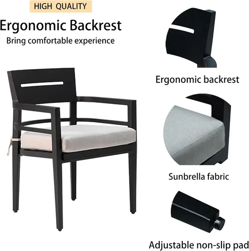 Miniatura 3 de LUMISOL Juego de mesa de comedor para exteriores de 7 piezas, juego de muebles de aluminio para patio con 4 sillas de comedor y 2 sillas giratorias