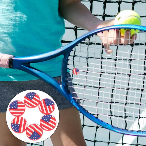 Miniatura 2 de Partykindom 6 unidades de amortiguadores de raqueta de tenis con bandera americana, amortiguadores de vibraciones para raquetas de tenis, accesorios