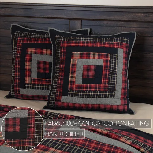 Miniatura 3 de VHC Brands Rustic & Lodge Cumberland - Accesorio de ropa de cama acolchado, funda europea, 26 x 26 pulgadas, color rojo chile