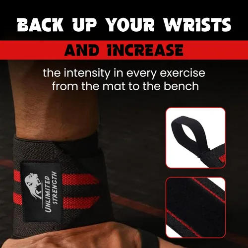 Miniatura 6 de Paquete de 2 pulseras de levantamiento de pesas ilimitadas para entrenamiento de gimnasio, hombres y mujeres, prevenir lesiones y mejorar tu