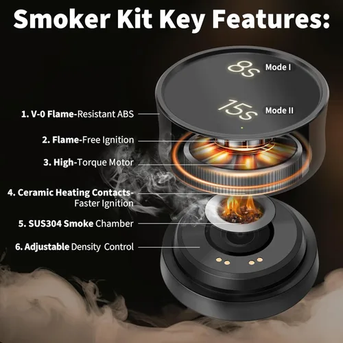 Miniatura 3 de Kit de ahumador eléctrico de whisky con luces: infusor de cóctel con 6 fichas de madera para los amantes del whisky bourbon - Kits de ahumador