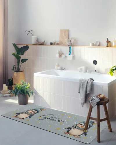 Miniatura 4 de Tapete de baño de Navidad para bañera, antideslizante, de secado rápido y absorbente, tierra de diatomeas, fregadero, dormitorio, cocina, lavable
