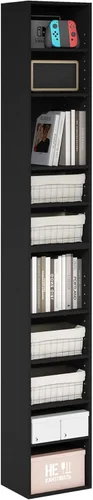 Miniatura 8 de Furinno Fulda Estantería de Libros, Estantería Estrecha de 2 Niveles, Librero con Estante de Almacenamiento de 6 Pulgadas de Ancho, 9.3 x 5.9 x 21.2