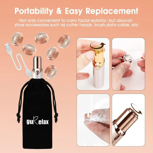 Miniatura 6 de Cabezales de repuesto para removedor de vello facial impecable, cuchillas de repuesto Gen 2 para eliminación de vello impecable, 6 cabezales dorados