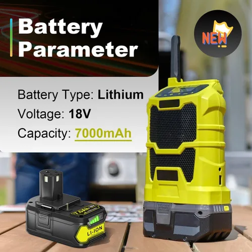 Miniatura 2 de P108 - Paquete de 2 baterías de repuesto de 7.0Ah 18V para Ryobi de 18 V, batería de litio, compatible con batería Ryobi de 18 V, P102, P103, P104