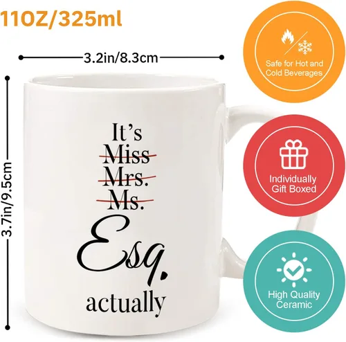 Miniatura 7 de Shqiueos Taza de 11 onzas, regalos de abogados para mujeres, regalos para examen de abogados, regalo de oficina para abogadas, JD, futura abogada