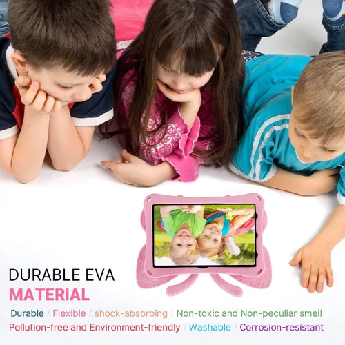 Miniatura 10 de FW Fire 7 - Funda para tablet para niños, Amazon Fire 7 2022, funda de mariposa con luz de atril, EVA, protección contra caídas, resistente, a