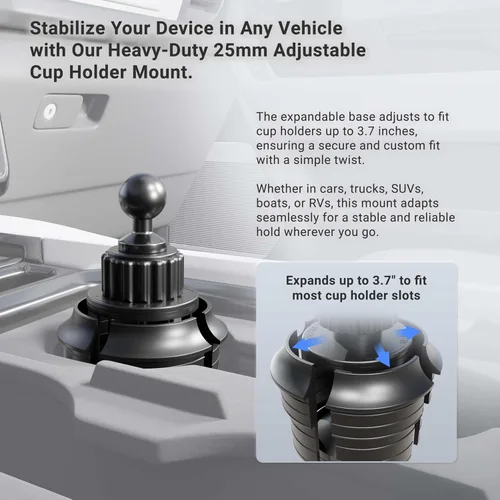 Miniatura 6 de ARKON Mounts - Soporte para tablet de agarre delgado con soporte doble robusto para taza de automóvil, soporte universal para tableta, soporte