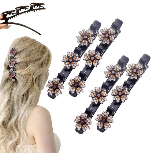 Miniatura 24 de Pinzas para el cabello trenzadas con piedra de cristal brillante para mujeres y niñas, pinzas para el cabello con diamantes de imitación 2025