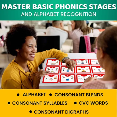 Miniatura 4 de QUOKKA Tarjetas flash CVC del alfabeto inglés, juego de aprender a leer para niños de 3 a 5 y 4 a 8 años, tarjetas fonéticas para niños de 2 a 4
