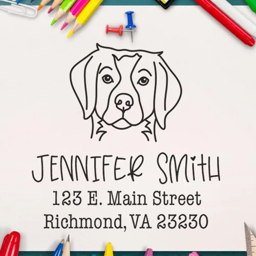 Miniatura 12 de Sello de dirección personalizado Basset Hound – Sello personalizable con nombre y dirección para sobres, ideal para amantes de los perros