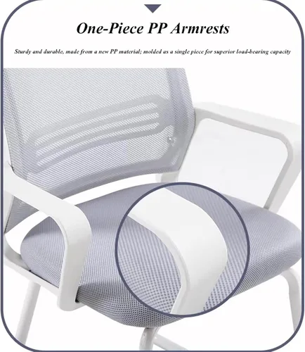 Miniatura 5 de Home Mesh Back Swivel Chair with Padded Seat and 360° Swivel - Computer Desk Chair with Arms - Adjustable Task Chair for Office - White Mesh Task