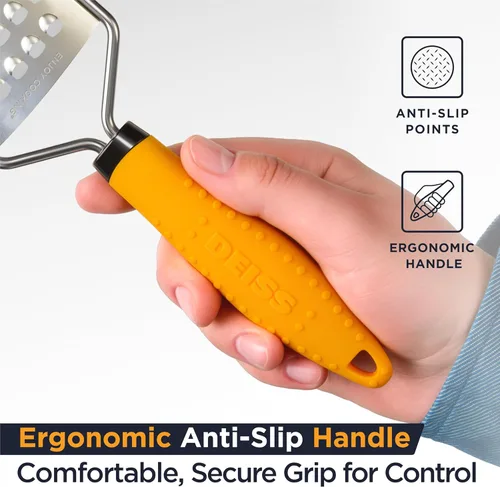 Miniatura 7 de Deiss PRO - Rallador grueso y rallador de queso de mano, cuchillas afiladas de acero inoxidable, mango antideslizante, rallador de queso pequeño