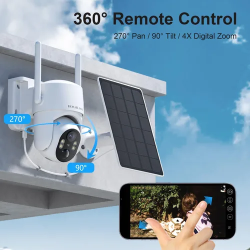 Miniatura 3 de Cámaras de seguridad solares inalámbricas para exteriores, cámaras remotas PTZ de 360° para seguridad del hogar alimentadas por energía solar