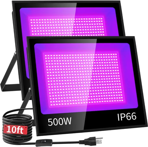 Miniatura 10 de Paquete de 4 Reflectores LED de Luz Negra de 50W IP66 Impermeables, Reflector de Luz Negra para Exteriores con Interruptor+Cable de 6 Pies, Foco