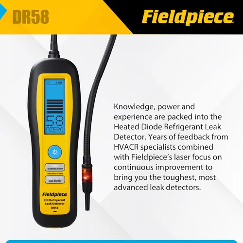 Miniatura 4 de Fieldpiece - DR58 Detector de fugas de refrigerante con diodo calentado - Ultrasensible localizador de fugas con pantalla LCD retroiluminada grande