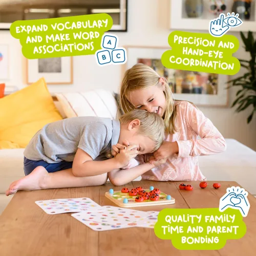 Miniatura 6 de Nene Toys Juego de Memoria del Jardín de la Mariquita – Juegos de Emparejar de Madera para Niños Pequeños de 3-5 – Juguete de Viaje para Niños