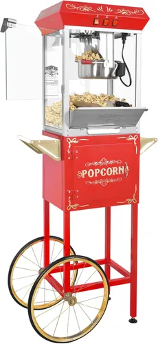 Great Northern Popcorn - Máquina para hacer palomitas de maíz con carro, hervidor de acero inoxidable de 8 onzas que hace hasta 48 tazas, estilo