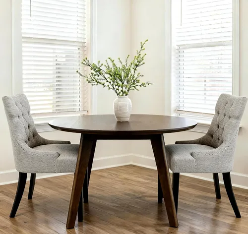 Juego de 2 sillas de mesa grises para comedor, sillas auxiliares de cocina, modernas y elegantes sillas de tela con botones y ribete de cabeza de
