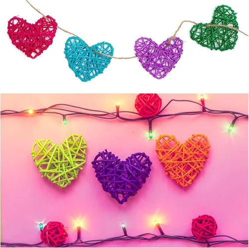 Miniatura 4 de MECCANIXITY 12 piezas de jarrón de ratán en forma de corazón de ratán natural para decoración del día de San Valentín, decoración del hogar, boda