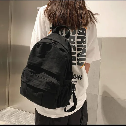 Miniatura 6 de GAXOS Mochila para laptop para mujer, mochila de lona de viaje para mujer, mochila estética vintage para la escuela, Negro, Mochilas de mochila