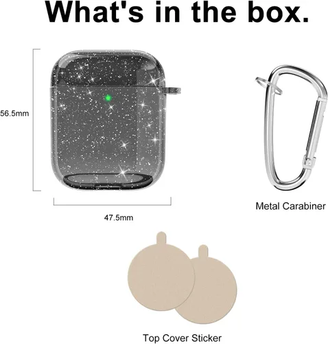 Miniatura 4 de Svanove Funda para Airpods Transparente con Purpurina, Funda Brillante y Bonita para Airpods de 1ª y 2ª Generación con Llavero, Carcasa Rígida