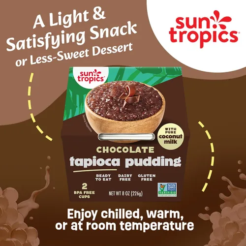 Miniatura 3 de Sun Tropics Pudín de Tapioca, Chocolate Pudines Veganos, Pudines Sin Lácteos Sin Gluten, Sin OGM Copitas de Pudín Listas para Comer 4.0oz