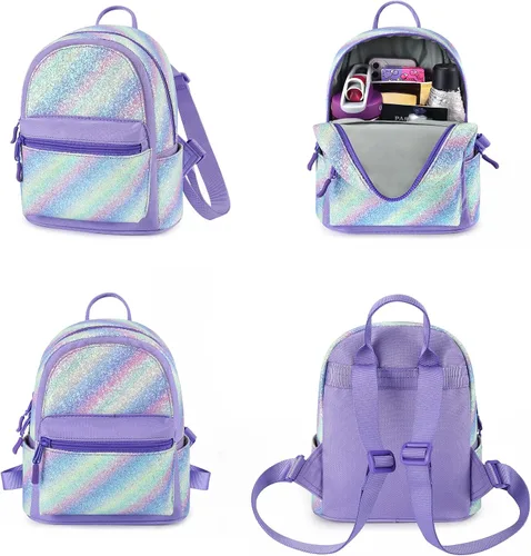 Miniatura 6 de mibasies Mini mochila para niñas y niños, monedero arcoíris