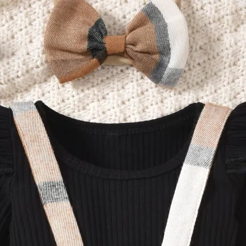 Miniatura 110 de Unutiylo Ropa de bebé recién nacida prematura con tirantes, traje de otoño e invierno, traje de manga larga con volantes
