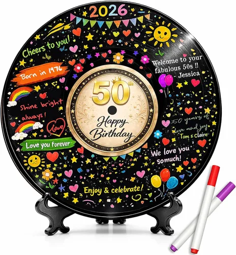 Miniatura 8 de Decoraciones de cumpleaños número 50 para mujeres y hombres, vinilo de 11.6 pulgadas, centros de mesa de 50 años para decoración de mesas, regalos
