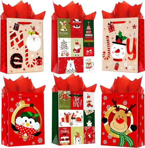 Miniatura 8 de OfficeCastle Paquete de 4 bolsas de regalo doradas con papel de seda, 7x3x9 pulgadas, perfectas para cumpleaños, baby showers, Día del Padre