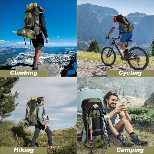 Miniatura 5 de Night Cat Mochilas de senderismo 70L para acampada y senderismo para hombres y mujeres, ligeras para actividades al aire libre y montañismo, sin