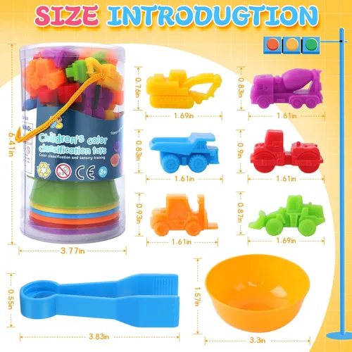 Miniatura 2 de RAEQKS Juguetes de clasificación de conteo, juegos de apilamiento a juego con tazones, actividades sensoriales de aprendizaje preescolar, juguetes