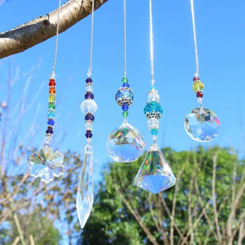 YU FENG 5 piezas de atrapasoles de cristal con cuentas de colores para decoración de ventanas, adorno para árbol de Navidad
