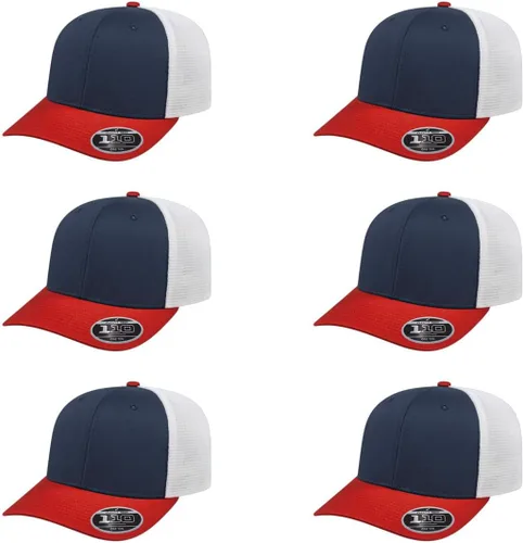 Miniatura 78 de Cap America i8502 Flexfit 110 Premium - Gorra de camionero de perfil medio con 6 paneles de malla trasera con protección UV y cierre ajustable Azul
