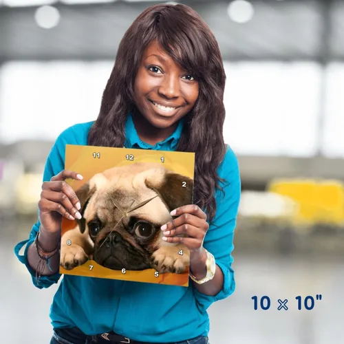 Miniatura 4 de 3drose Reloj de pared Pug, 10 x 10 pulgadas