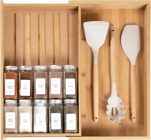 Miniatura 9 de KitchenEdge Organizador de cajones de especias con almacenamiento expandible. Capacidad para hasta 15 tarros de especias (no incluidos), patas